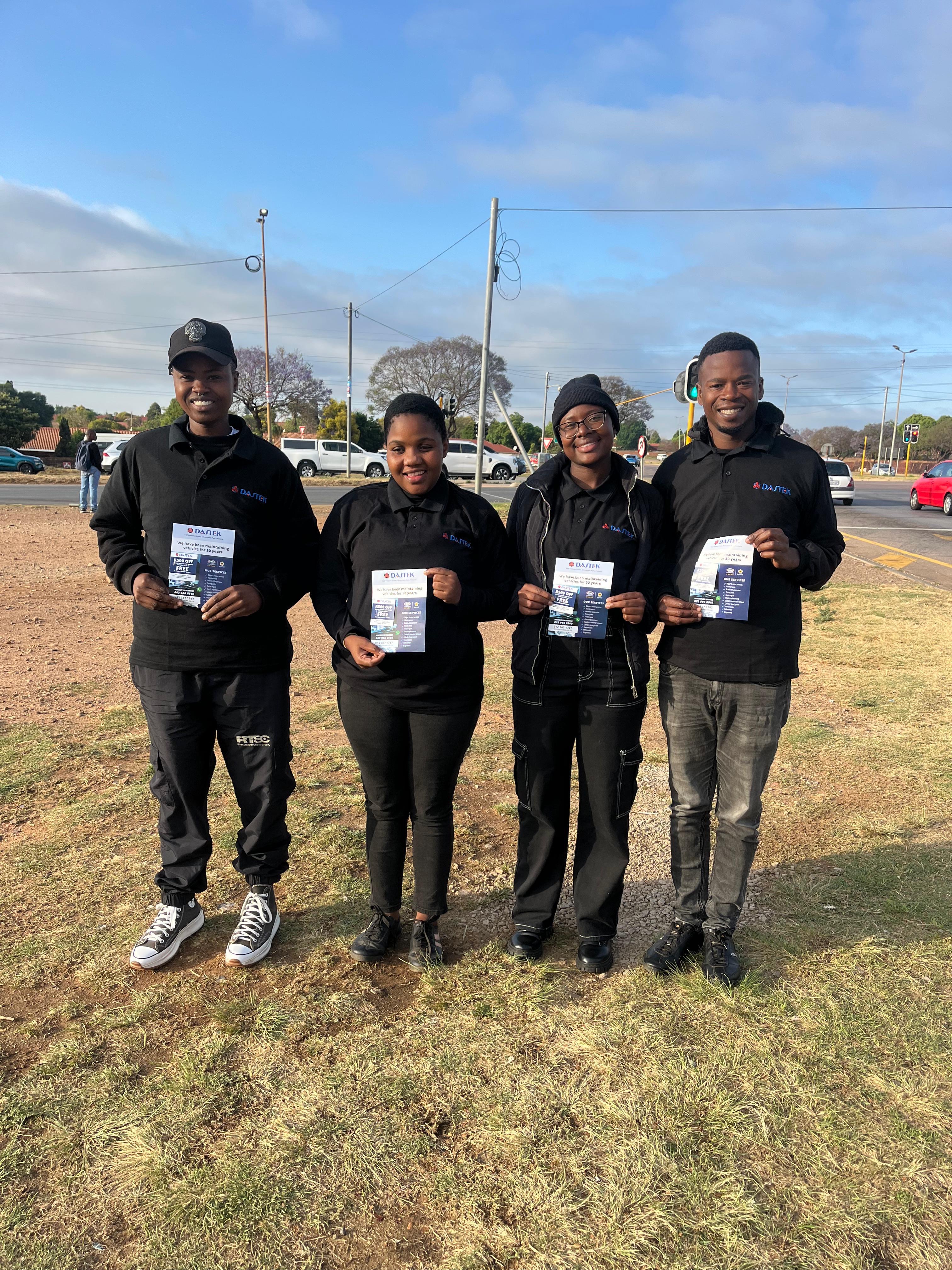 Team coordinating leaflet distribution